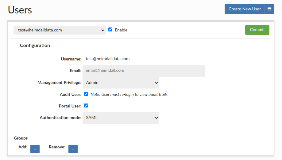 Heimdall SAML User Setup